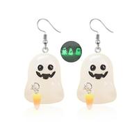 Halloween Ghost Earrings for Women Glow In The Dark Earrings Glow Ghost Pumpkin Corn Candy Earrings Halloween Charms Decor Goth Gift Jewelry, Resin, No Gemstone