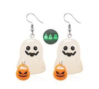 Halloween Ghost Earrings for Women Glow In The Dark Earrings Glow Ghost Pumpkin Corn Candy Earrings Halloween Charms Decor Goth Gift Jewelry, Resin, No Gemstone