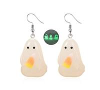 Halloween Ghost Earrings for Women Glow In The Dark Earrings Glow Ghost Pumpkin Corn Candy Earrings Halloween Charms Decor Goth Gift Jewelry, Resin, No Gemstone