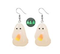 Halloween Ghost Earrings for Women Glow in the Dark Pendant Earrings Candy Corn Earrings Spooky Ghost Drop Earrings Bloody 3D Ghost Dangle Earrings Light Up Halloween Earrings Halloween Theme Jewelry