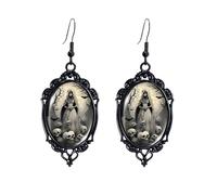Halloween Ghost Earrings for Women - Gothic Witch Pumpkin Dangle Earrings, Vintage Punk Crystal Glass Halloween Jewelry, One Size, Zinc, No Gemstone