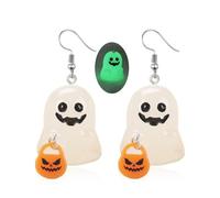 Halloween Ghost Earrings for Women Light Up Earrings Glow in The Dark 3D Spooky Earrings Ghost Pumpkin Corn Resin Dangle Drop Earrings Halloween Party Jewelry, Resin, No Gemstone