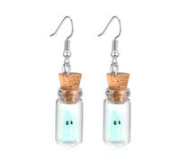Halloween Ghost Earrings for Women - Spooky Cute Glow in the Dark Adopt a Ghost Glass Bottle Dangle Jewelry, Fun Halloween Accessories Gifts, Regular Size, Acrylic, No Gemstone