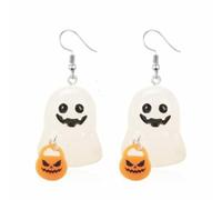 Halloween Ghost Earrings Funny Charm 3D Resin Evil Pumpkin Candy Corn Bloody Ghost Glow-in-The-Dark Transparent Spooky Dangle Drop Earrings for Women Goth Halloween Cosplay Christmas Party Fashion