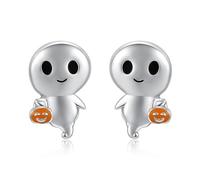 Halloween Ghost Earrings Sterling Silver 925 Stud Earrings Cute Little Pumpkin Small Halloween Party Jewelry Gifts for Women