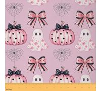 Halloween Ghost Fabric Polyester by The Yard,Mystic Spider Web Pumpkin Gothic Fabric for DIY Projects,Cute Daisy Flowers Dots Bowknot Kawaii Pink Fabric for Upholstery,3 Yard Bolts 108" L x 59" W