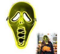 Halloween Ghost Face Mask Adult LED Full Head Scream Mask Horror Cosplay Fancy Dress Costume Accessory (yellow)