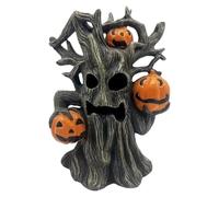 Halloween Ghost Face Tree with Pumpkin Spooky Desktop Ghost Trees Figurines Halloween Resin Ornament for Home Decorations (A)