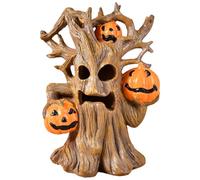 Halloween Ghost Face Tree with Pumpkin Spooky Desktop Ghost Trees Figurines Halloween Resin Ornament for Home Decorations (B)