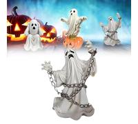 Halloween Ghost Figurine, Cute Ghost Halloween Decorations Spooky Ghosts Statue for Indoor Decorations, Ghosts Resin Statue for Desk Office Table Centerpieces Ornament (A)