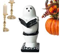 Halloween Ghost Figurine | Ghost Reading Book On Toilet Statue - Festive Gothic Cute Sculpture Figurine for Desk Shelf Workplace Party Holiday Table Men Home Women