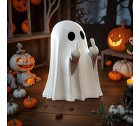 Halloween Ghost Figurine - Resin Middle Finger Ghost Statue, Cute Halloween Decor for Indoor Outdoor Halloween Decorations, Spooky Ghost Decor for Desk, Porch, Bathroom (Cute Finger Ghost)