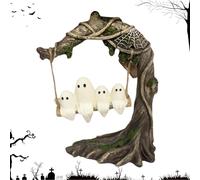 Halloween Ghost Figurine - Spooky Resin Ghosts Statue, Spookys Ghost On A Tree Swing Light For Bedroom, Cute Resin Figurine Ornaments Scary Desktop Decoration For Table Fireplace Yard Haunted Mantel