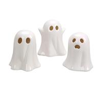 Halloween Ghost Figurines | Halloween Ghost Figurine LED Light Up | Set of 3 Miniature Ceramic Ornaments Collection for Shelf Top Fireplace Windowsill Office Home Office
