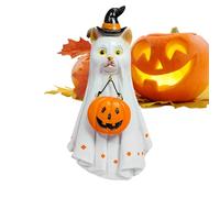 Halloween Ghost Figurines, Spooky Resin Animal Statue, 2-Pack Creepy Decorative Ornaments for Table Centerpieces, Mantel Displays, Haunted House Walkway Porch Patio Window Camping Halloween Setup