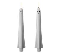 Halloween Ghost Flameless Taper Candles Flickering Battery Operated with Remote and Timer, 3D Wick Long Lasting Real Wax LED Taper Candles Halloween Dinner Decoration (2pc with a Remote Control)