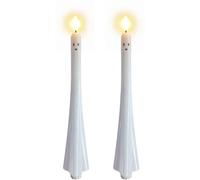 Halloween Ghost Flameless Taper Candles with Remote,Flickering Battery Operated LED Ghosts Candles Set 3D Spooky Ghost Halloween LED Candle for Indoor Table Mantel Home Party Decor (2pcs)