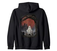 Halloween Ghost Full Moon Gothic Horror Mystery Motif Zip Hoodie
