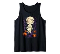 Halloween Ghost Full Moon Phases Night Woods Vintage Tank Top