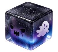 Halloween Ghost Glitter Cube Squeeze Stress Toy, Transparent Floating Ghost Fidget Squishy Ball, Portable Anxiety Relief Sensory Toy for Adults Kids Party Gift (Dark Purple)