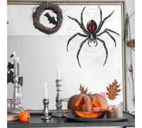 Halloween Ghost Glow in Dark Window Clings Decoration - 4Pcs Scary Classic Green Luminous Stickers for Halloween Party Haunted House Window Glass Mirror Decor (Spider)