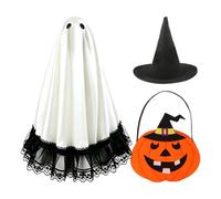 Halloween Ghost Goose Costume - Spooky Witch Hat + Yard Statue Clothes