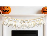 Halloween Ghost Hanging Ornaments, 4.7 Inch Small Hanging Ghosts Tree Ornaments, 2025 Handmade Halloween Mantel Decor, for Haunted House Party Yard Tree Decor (White)