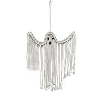 Halloween Ghost Hanging Ornaments Hand Woven White Ghost Wall Hangings with Macrame Kit Hanging Pendant for Halloween Garden Party Decoration