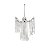 Halloween Ghost Hanging Ornaments Hand Woven White Ghost Wall Hangings with Macrame Kit Hanging Pendant for Halloween Garden Party Decoration