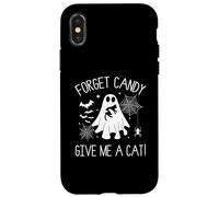 Halloween Ghost Holding Black Cat Forget Candy Give Me A Cat Case for iPhone X/XS