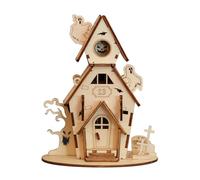 Halloween Ghost House DIY 3D Wooden Puzzle for Adults, Spooky House DIY Craft Kit Model, Creative Home Decoration (Kit Version/35 PCS)