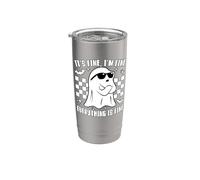 Halloween Ghost I'm Fine, Its Fine Everything is Fine Okay Stainless Steel Insulated Tumbler