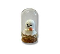 Halloween Ghost in Glass Jar Decoration, Trick or Treating Ghost with Lolly, Corked Container