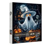 Halloween Ghost Jigsaw Puzzle, Pumpkin Ghost Parade Jigsaw P.uzzle For Adults Family, Paper Gothic-Themed HD Stained Pu.zzle Present For Men Women Kids Collectibles Birthday Halloween Enthusiasts