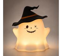 Halloween Ghost Lamp, Silicone Tap Night Light with Witch Hat，Black