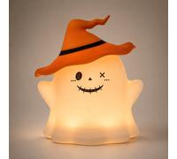 Halloween Ghost Lamp, Silicone Tap Night Light with Witch Hat，Orange