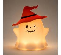 Halloween Ghost Lamp, Silicone Tap Night Light with Witch Hat，Red