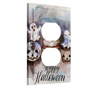 Halloween Ghost Light Switch Cover Plate/Outlet Covers, Watercolor Style Seasonal Wall Decor, Thermoplastic Wall Plates, Standard Size Single Duplex Outlet