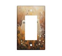 Halloween Ghost Light Switch Cover Plates/Outlet Covers, Autumn Daisy Flowers for Wall Accents, Thermoplastic Wall Plates, Standard Size Single Rocker