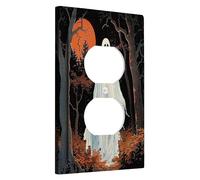 Halloween Ghost Light Switch Cover Plates/Outlet Covers, Autumn Haunted Forest for Wall Decor, Thermoplastic Wall Plates, Standard Size Single Duplex Outlet