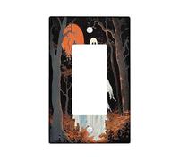 Halloween Ghost Light Switch Cover Plates/Outlet Covers, Autumn Haunted Forest for Wall Decor, Thermoplastic Wall Plates, Standard Size Single Rocker