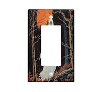 Halloween Ghost Light Switch Cover Plates/Outlet Covers, Autumn Haunted Woods Decor for Home Accents, Thermoplastic Wall Plates, Standard Size Single Rocker