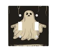 Halloween Ghost Light Switch Cover Plates/Outlet Covers, Crew Cream Scary for Wall Accents, Thermoplastic Wall Plates,Standard Size Double Toggle