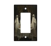 Halloween Ghost Light Switch Cover Plates/Outlet Covers,Spooky Black White Holiday Decor, Popular Gothic Style for Home Accents, Wall Plates, Standard Size Single Rocker