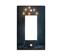 Halloween Ghost Light Switch Cover Plates/Outlet Covers, Spooky Candle Lit Decor for Wall Accents, Thermoplastic Wall Plates, Halloween Season Single Rocker