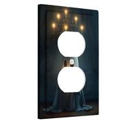Halloween Ghost Light Switch Cover Plates/Outlet Covers, Spooky Candle Lit Decor for Wall Accents, Thermoplastic Wall Plates, Halloween Season Single Duplex Outlet