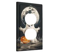 Halloween Ghost Light Switch Cover Plates/Outlet Covers, Spooky Full Moon and Pumpkin for Wall Decor, Thermoplastic Wall Plates, Standard Size Single Duplex Outlet
