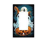 Halloween Ghost Light Switch Cover Plates/Outlet Covers, Spooky Haunted House Decor, Dark Night Scene, Thermoplastic Wall Plates, Standard Size Single Rocker