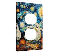Halloween Ghost Light Switch Cover Plates/Outlet Covers, Starry Night Style for Wall Accents, Thermoplastic Wall Plates, Standard Size Single Duplex Outlet