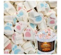 Halloween Ghost Mallows Marshmallows 1000g with Gift Tub - Blue & Pink Ghost Shaped Vanilla Flavour Sweets - Soft & Fluffy Halloween Marshmallow